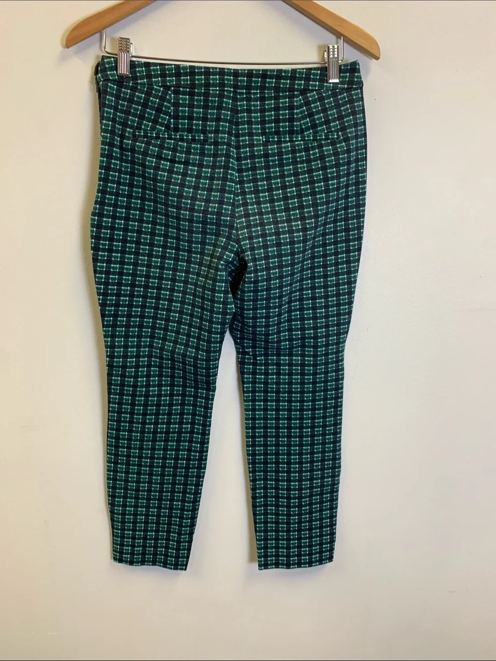 1901 Green Plaid Straight-Leg Knit Pants